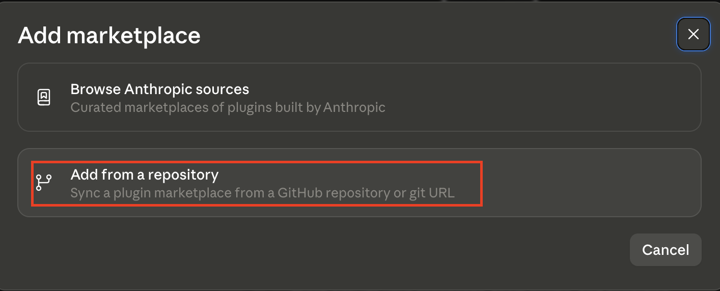 Select Add from a repository