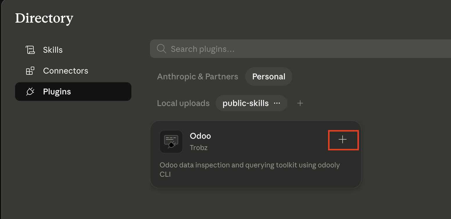 Install the Odoo plugin by Trobz