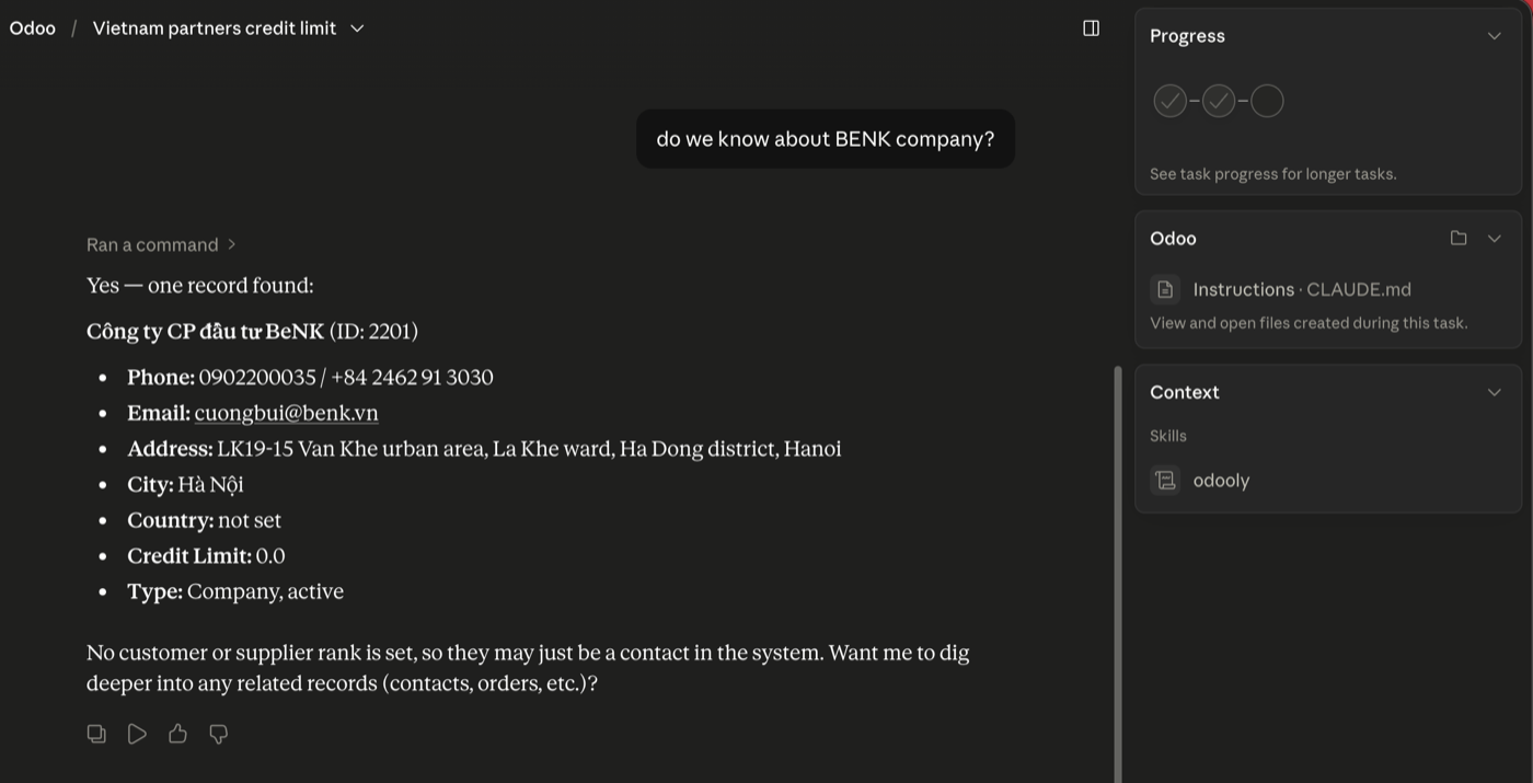 Cowork finds a partner record by company name via odooly