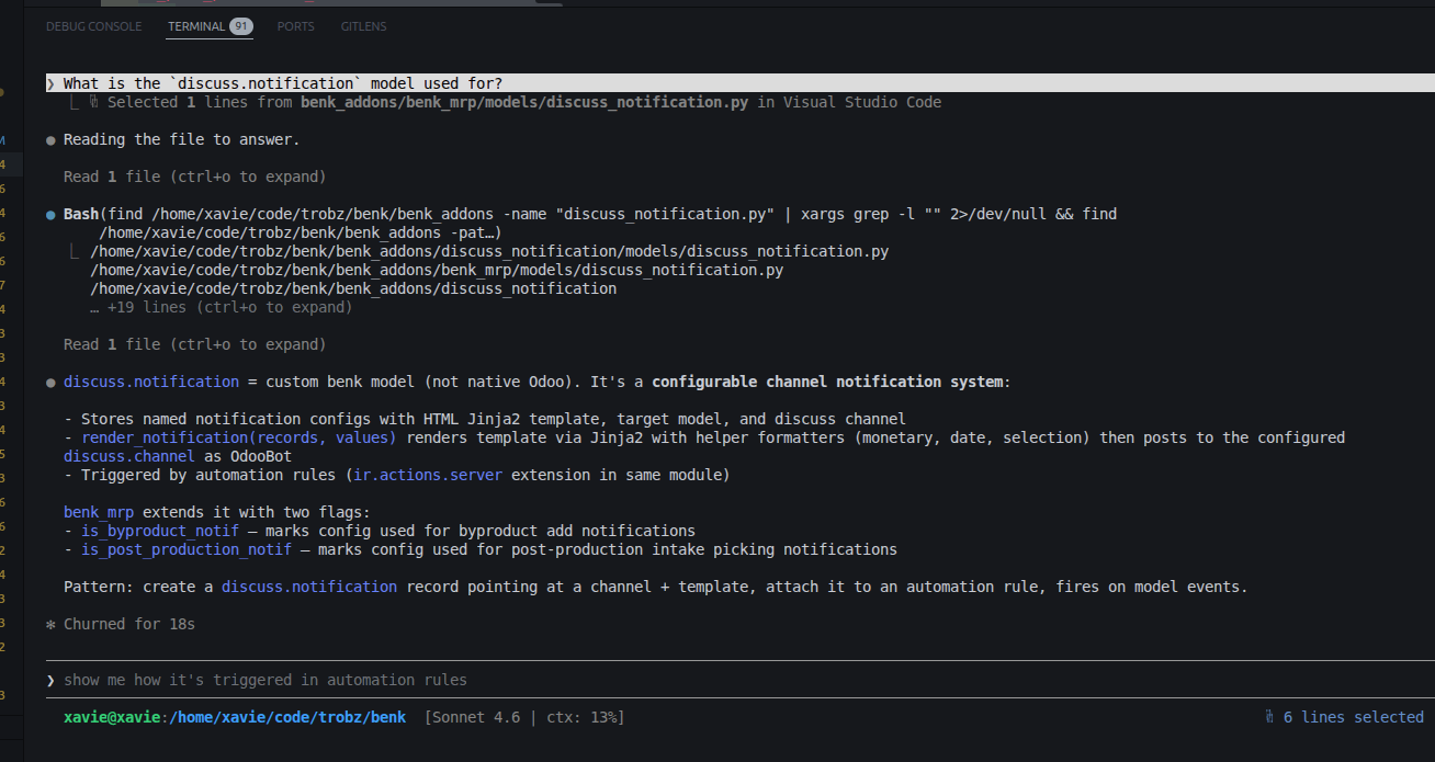 Before Caveman — verbose response with full explanations and bullet breakdowns